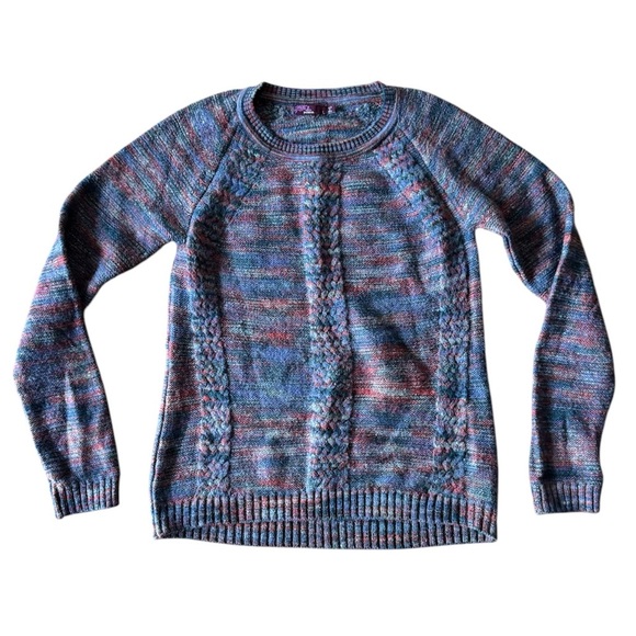 Prana Large Kerrolyn Sweater Knit Blue Multi Color Crewneck Cozy - Picture 1 of 6